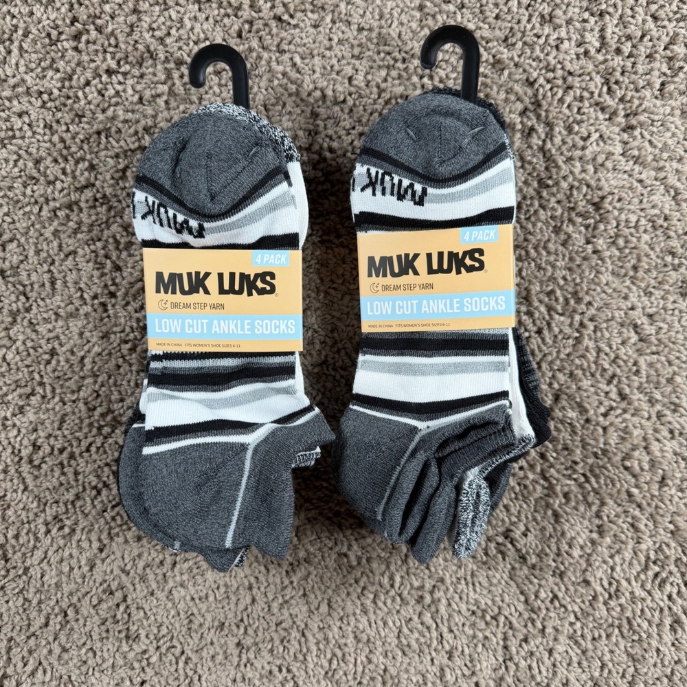 Muk Luks Women NEW Low Cut Ankle Socks bundle Black Grey Size 6-11 footwear